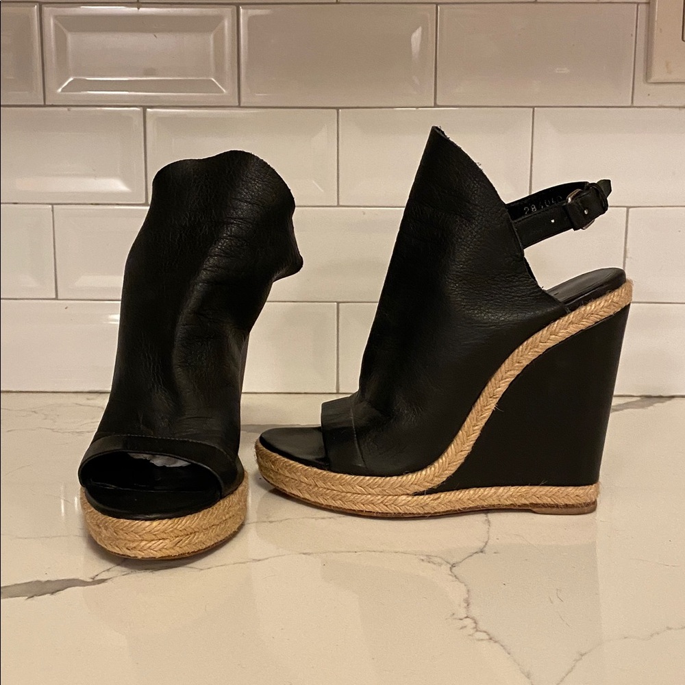 Balenciaga Black Leather Wedge
